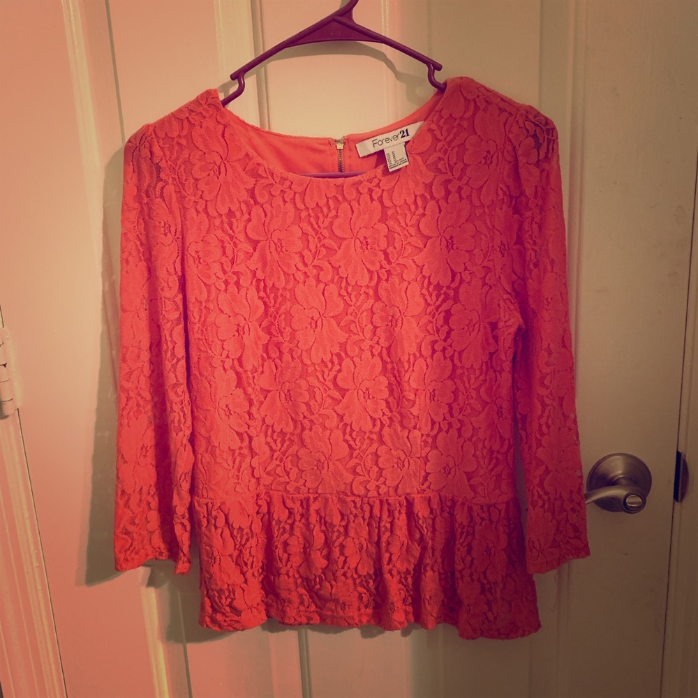 Forever 21 Lace Peplum Top